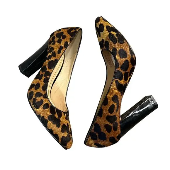 COLE HAAN Women's Chelsea Block Heel Pump Size 7B In Woodbury/Ocelot - Picture 3 of 7